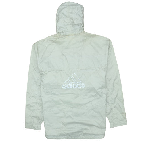 Adidas Men's Beige Windbreaker Jacket Size S Hooded Lightweight