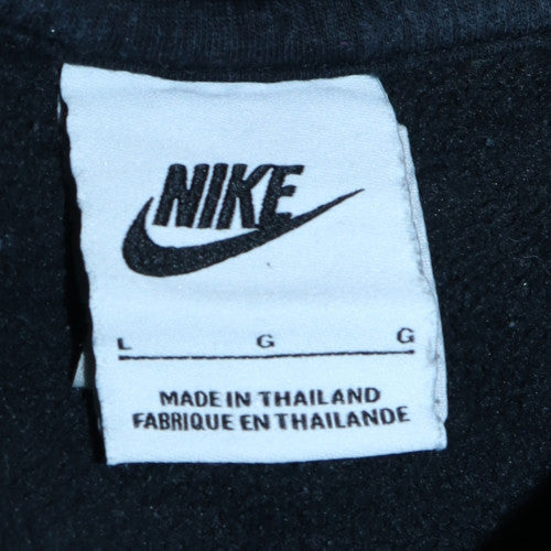 Nike Men's Black Fleece Pullover Sweatshirt L Logo Crew Neck