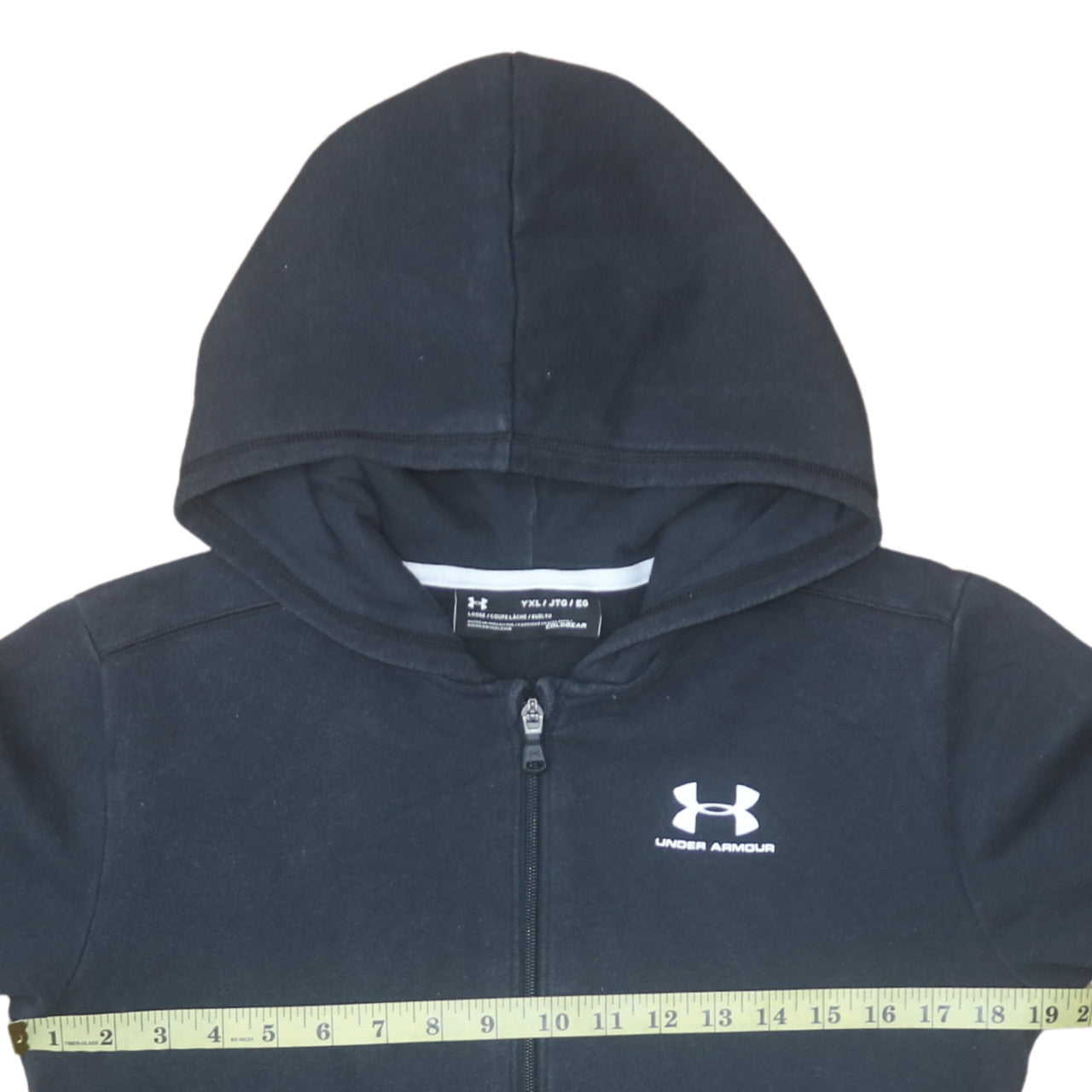 Under Armour Boys Black YXL Full Zip Hoodie Fleece ColdGear