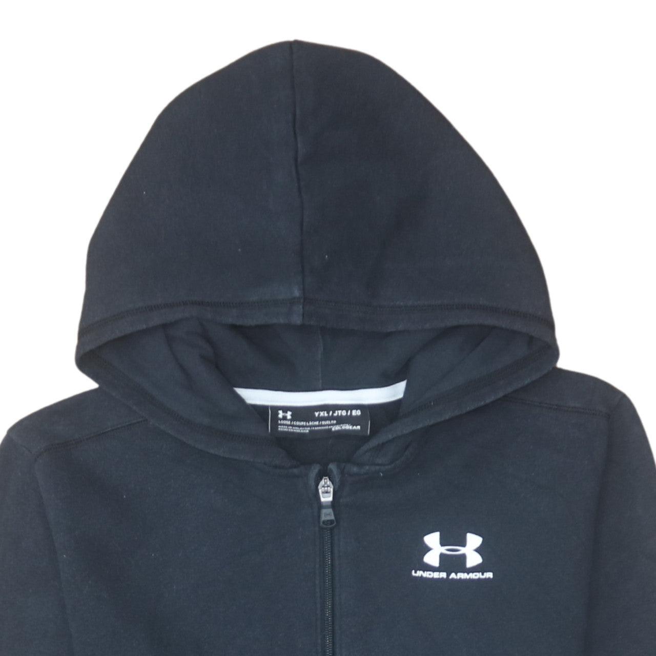 Under Armour Boys Black YXL Full Zip Hoodie Fleece ColdGear