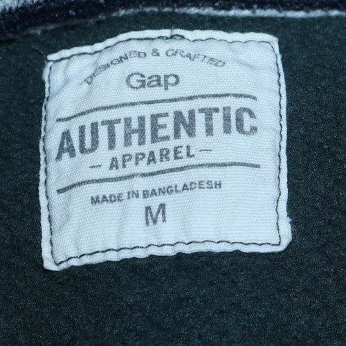 GAP Mens Green Pullover Hoodie M Fleece Lined Logo Sweatshirt