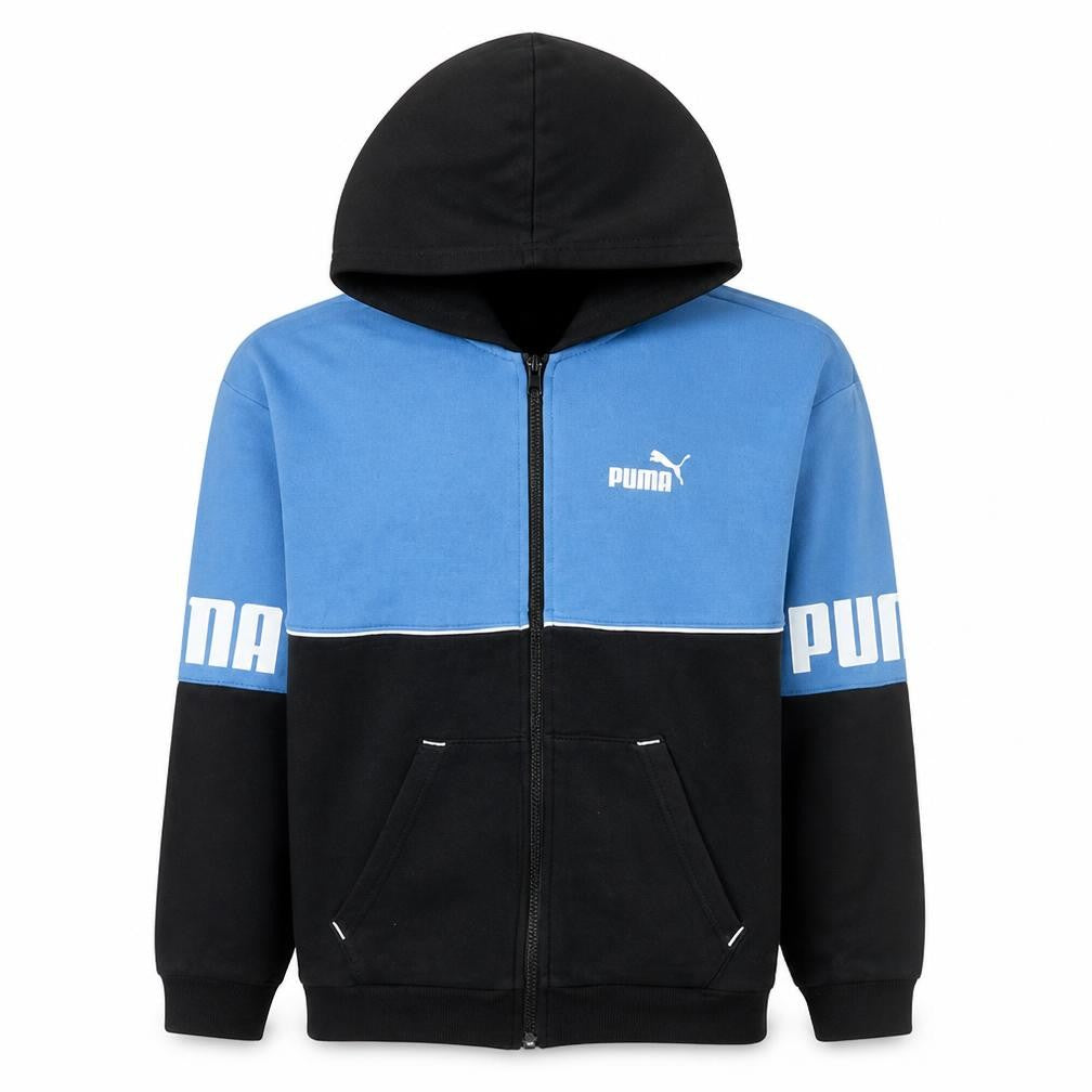 Puma Boys Blue & Black Full Zip Hoodie - Size 13-14 Years - Logo Design