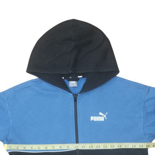 Puma Boys Blue & Black Full Zip Hoodie - Size 13-14 Years - Logo Design