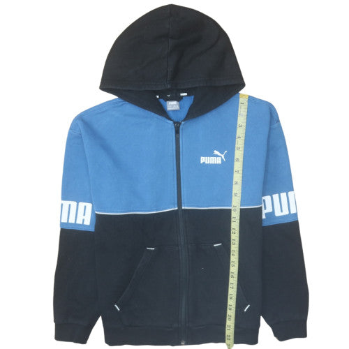 Puma Boys Blue & Black Full Zip Hoodie - Size 13-14 Years - Logo Design