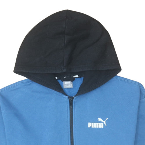 Puma Boys Blue & Black Full Zip Hoodie - Size 13-14 Years - Logo Design