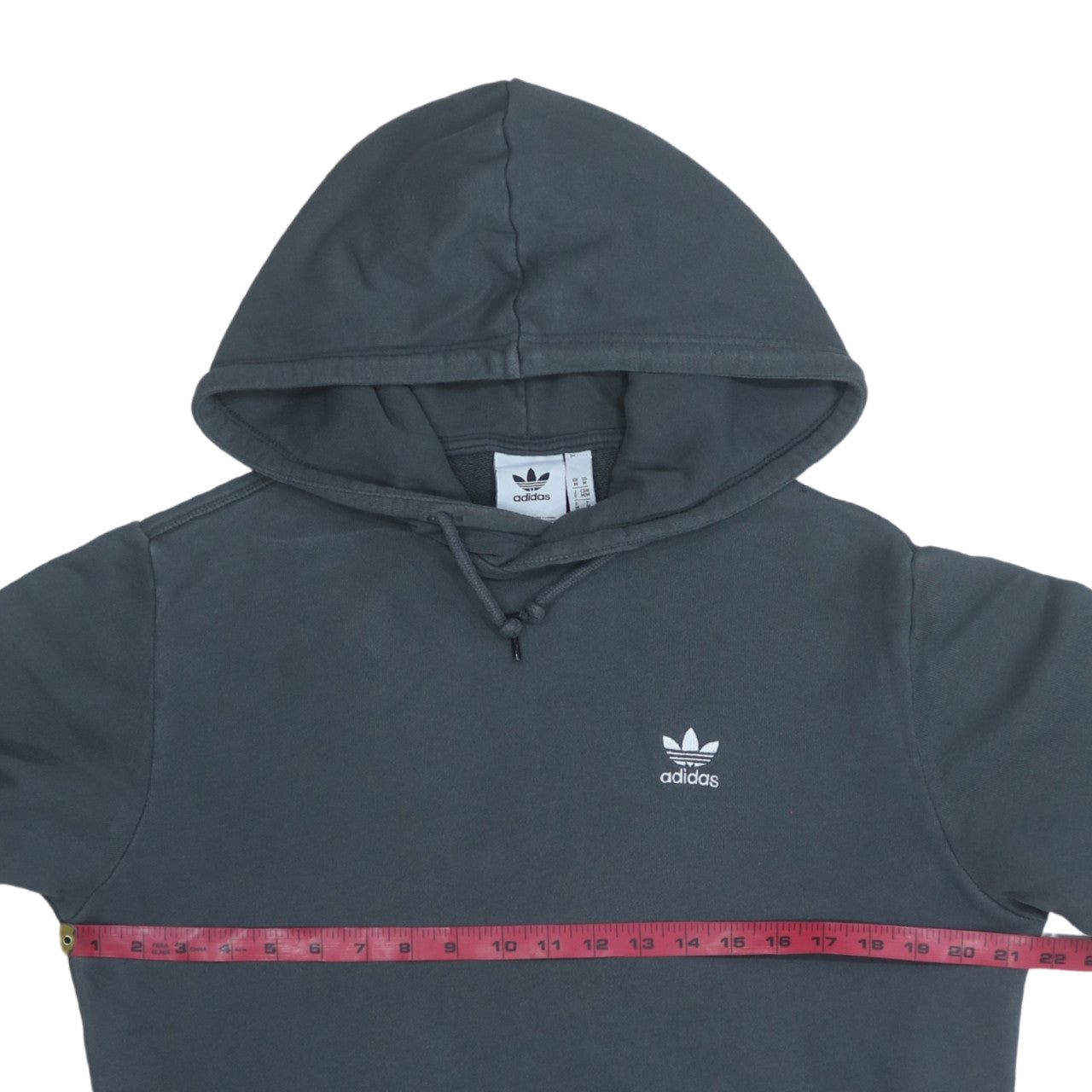 Adidas Mens Grey Pullover Hoodie Size M Regular Fit Logo Sweatshirt