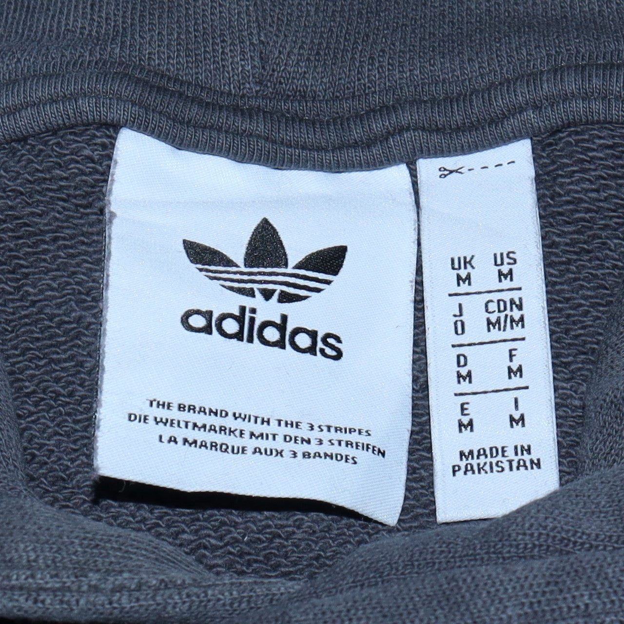 Adidas Mens Grey Pullover Hoodie Size M Regular Fit Logo Sweatshirt