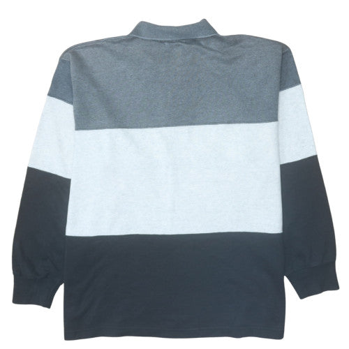 Champion Mens Grey XL Henley Sweatshirt Retro USA Logo Top