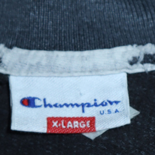 Champion Mens Grey XL Henley Sweatshirt Retro USA Logo Top