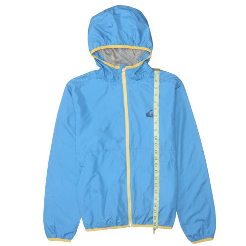 Quiksilver Boys Blue Hooded Windbreaker Jacket 14 Years Lightweight Full Zip