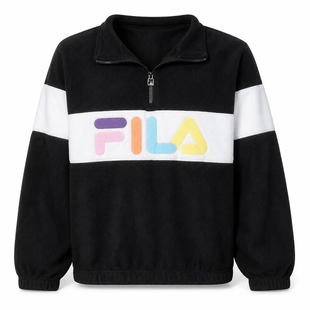 Fila Womens Black 1/4 Zip Pullover Sweatshirt Size S