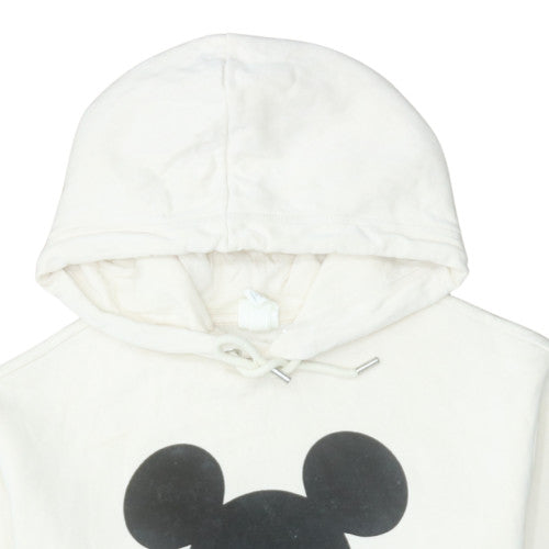 H&M Disney Women's White Pullover Hoodie XS Mickey Graphic Sweatshirt