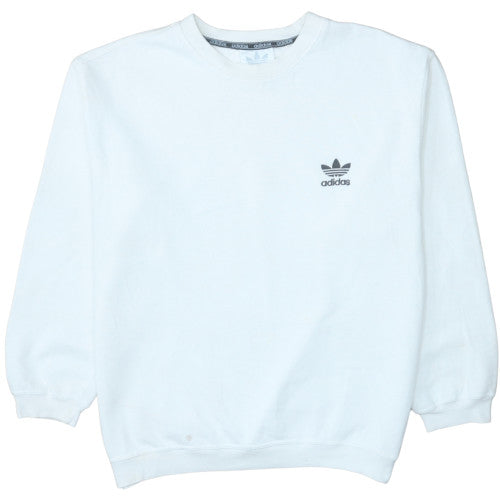 Adidas Mens White Pullover Sweatshirt L Vintage Logo Crew Neck