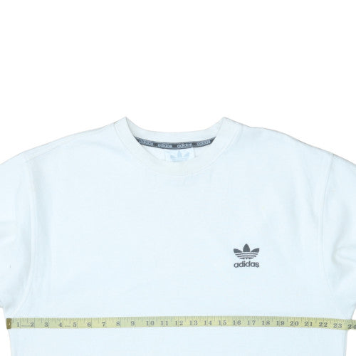 Adidas Mens White Pullover Sweatshirt L Vintage Logo Crew Neck