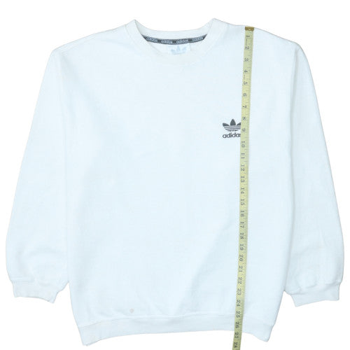 Adidas Mens White Pullover Sweatshirt L Vintage Logo Crew Neck