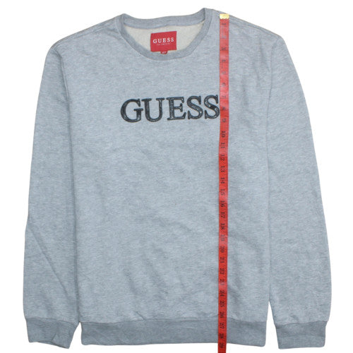 Guess Mens Grey 2XL Crew Neck Logo Pullover Sweatshirt
