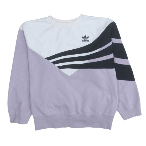 Adidas Womens Lilac Colourblock Sweatshirt UK 16 Crew Neck Cotton Blend