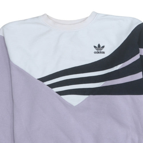 Adidas Womens Lilac Colourblock Sweatshirt UK 16 Crew Neck Cotton Blend