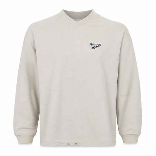 Reebok Mens Beige Logo Pullover Sweatshirt Size M Vintage
