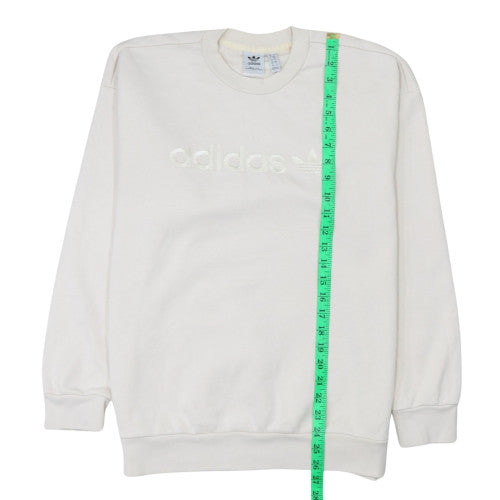 Adidas Women White Crew Neck Pullover Sweatshirt Size 12 Classic Logo