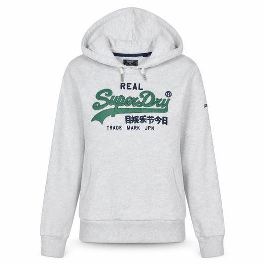 Superdry Womens Grey Pullover Hoodie Size M Cotton Blend Casual
