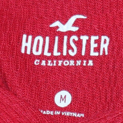 Hollister Womens Red Pullover Hoodie Medium Hooded Stripe Casual