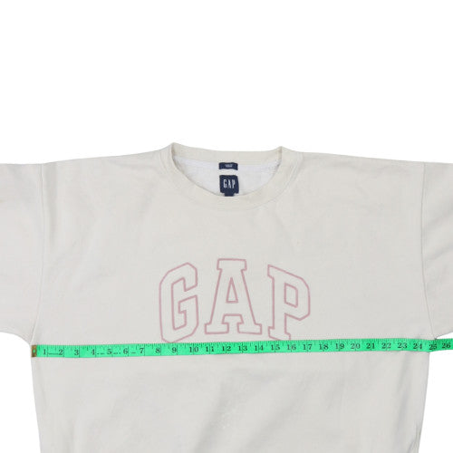 GAP Women Ivory Oversized Crew Neck Sweatshirt Size S Classic Logo
