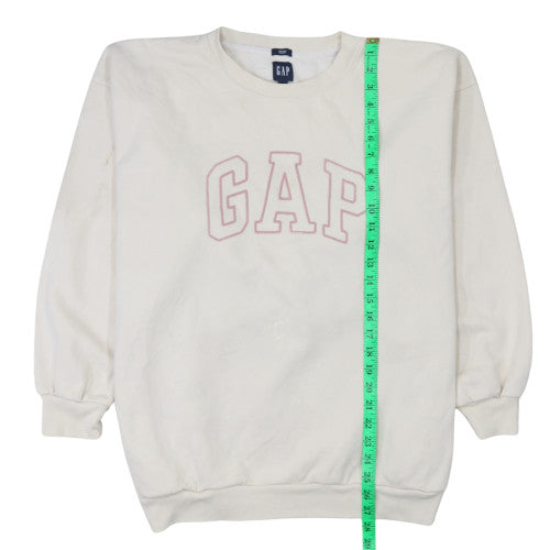 GAP Women Ivory Oversized Crew Neck Sweatshirt Size S Classic Logo