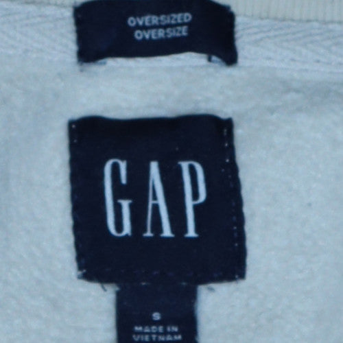 GAP Women Ivory Oversized Crew Neck Sweatshirt Size S Classic Logo
