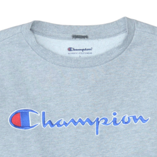 Champion Women Grey Logo Crew Neck Pullover Sweatshirt Size L