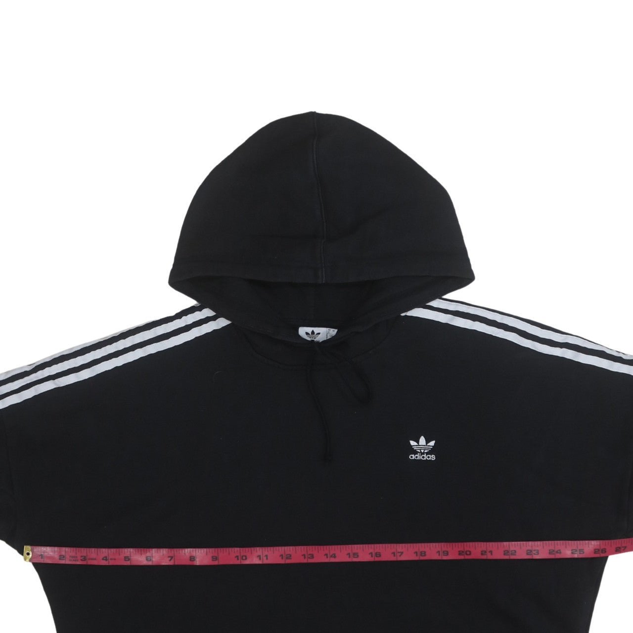Adidas Womens Black Cropped Hoodie UK 12 Pullover Hooded Sweatshirt