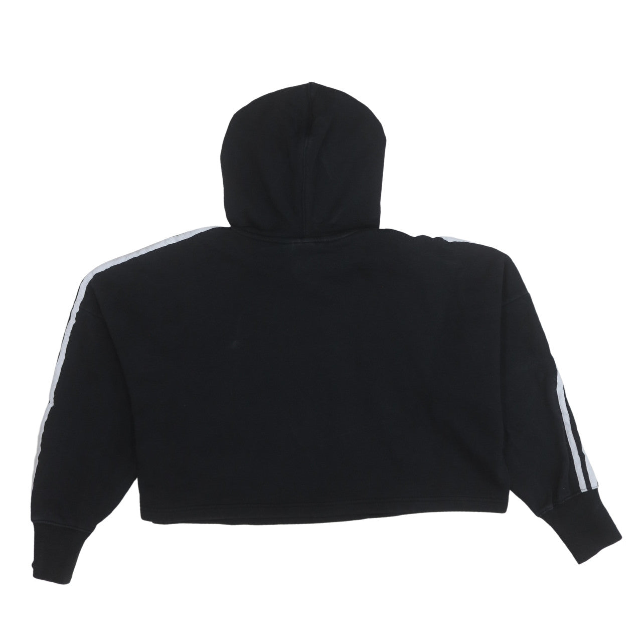 Adidas Womens Black Cropped Hoodie UK 12 Pullover Hooded Sweatshirt