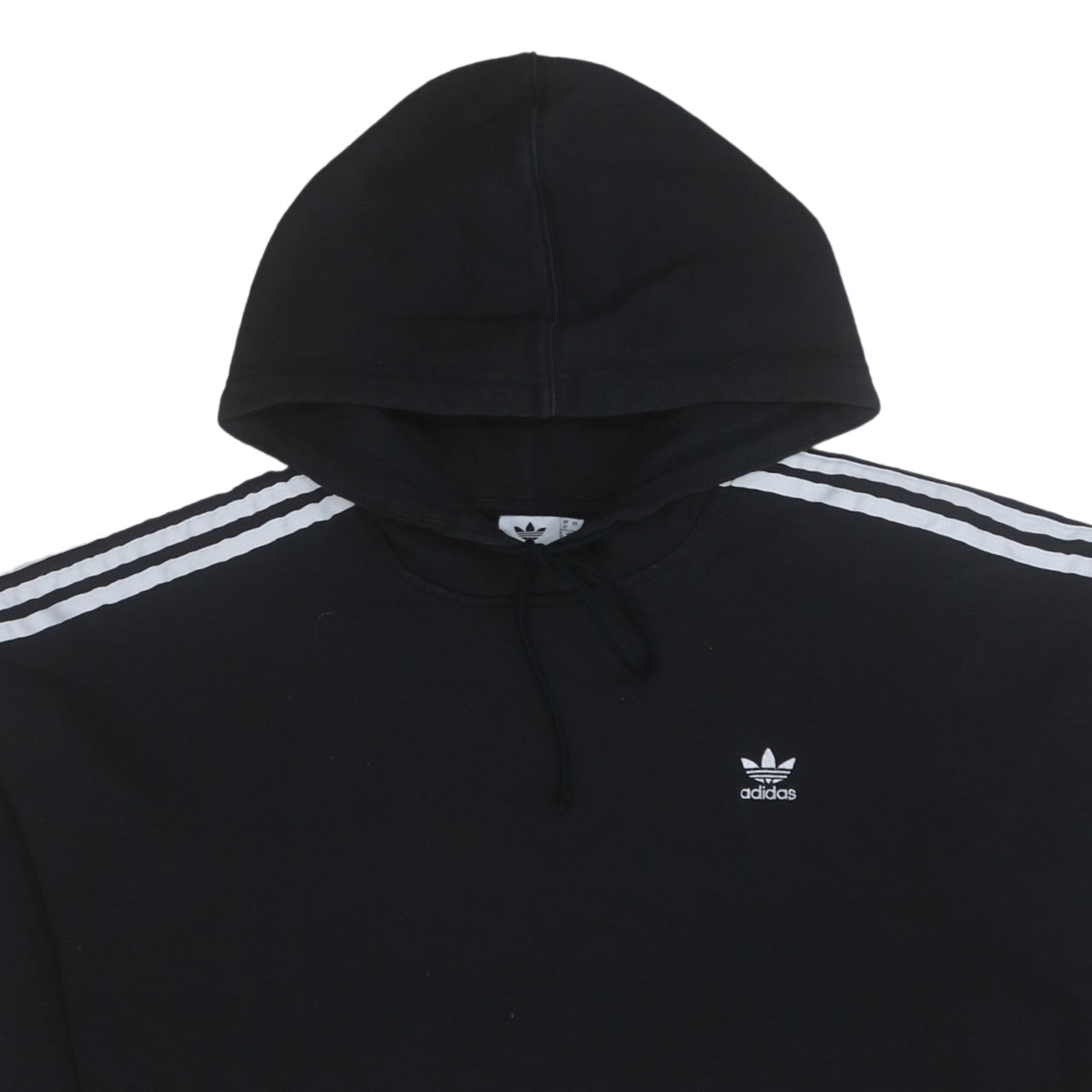 Adidas Womens Black Cropped Hoodie UK 12 Pullover Hooded Sweatshirt