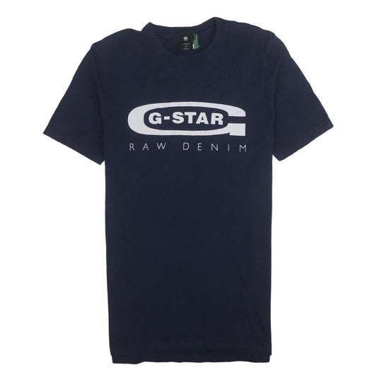 G-Star Raw Men's Blue Graphic Logo Cotton Crew Neck T-Shirt M