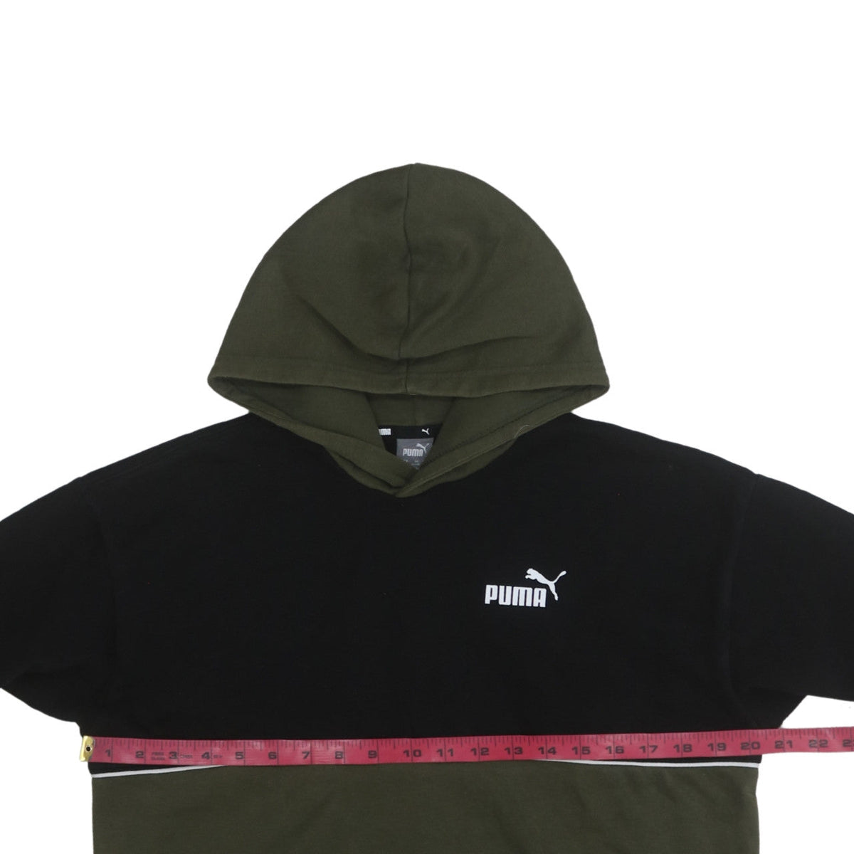 Puma Boys Green & Black Pullover Hoodie 13-14 Years Logo Graphic Sweatshirt