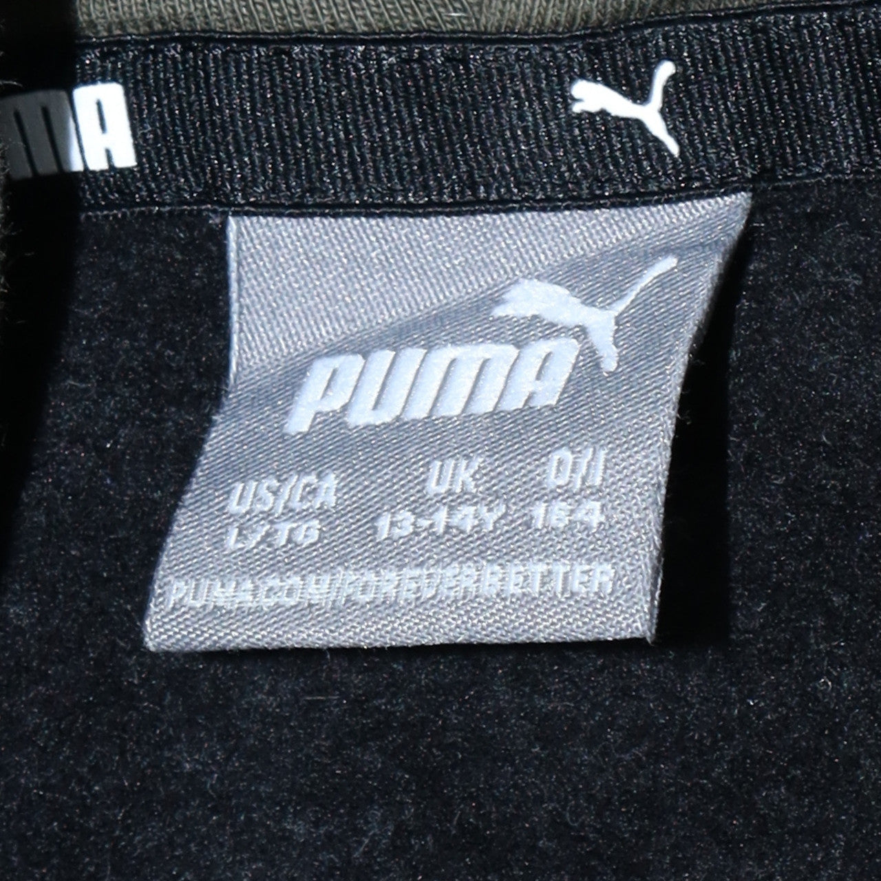 Puma Boys Green & Black Pullover Hoodie 13-14 Years Logo Graphic Sweatshirt