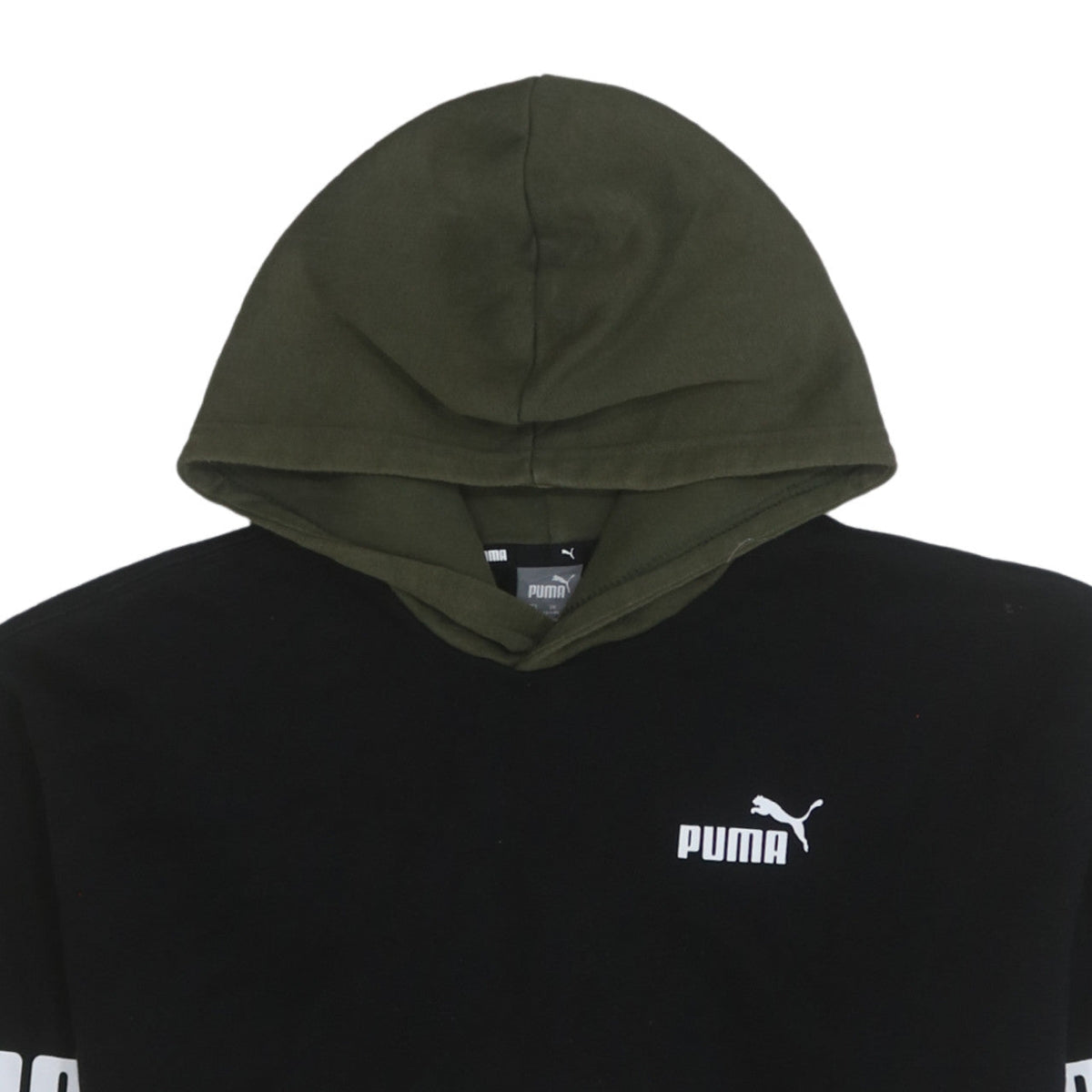 Puma Boys Green & Black Pullover Hoodie 13-14 Years Logo Graphic Sweatshirt