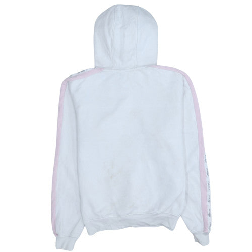Ellesse Womens White Pink Hoodie UK 10 Pullover Logo Hooded Sweatshirt