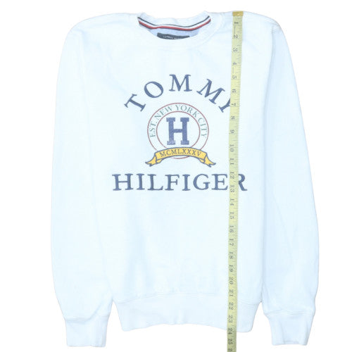 Tommy Hilfiger Men's White Crew Neck Pullover Sweatshirt S