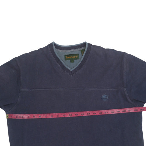 Timberland Men's Blue V-Neck Cotton Pullover Sweatshirt L