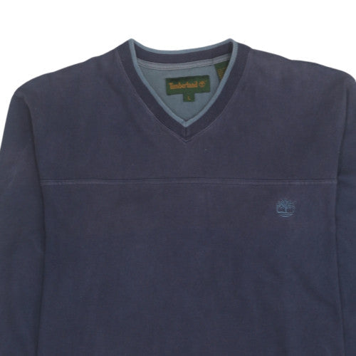 Timberland Men's Blue V-Neck Cotton Pullover Sweatshirt L