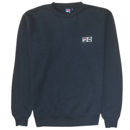 Additional front view of Fila Men's Black Small Crew Neck Sweatshirt Logo Cotton Blend