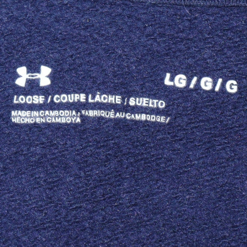 Under Armour Mens Blue Pullover Hoodie L Relaxed Fit Fleece