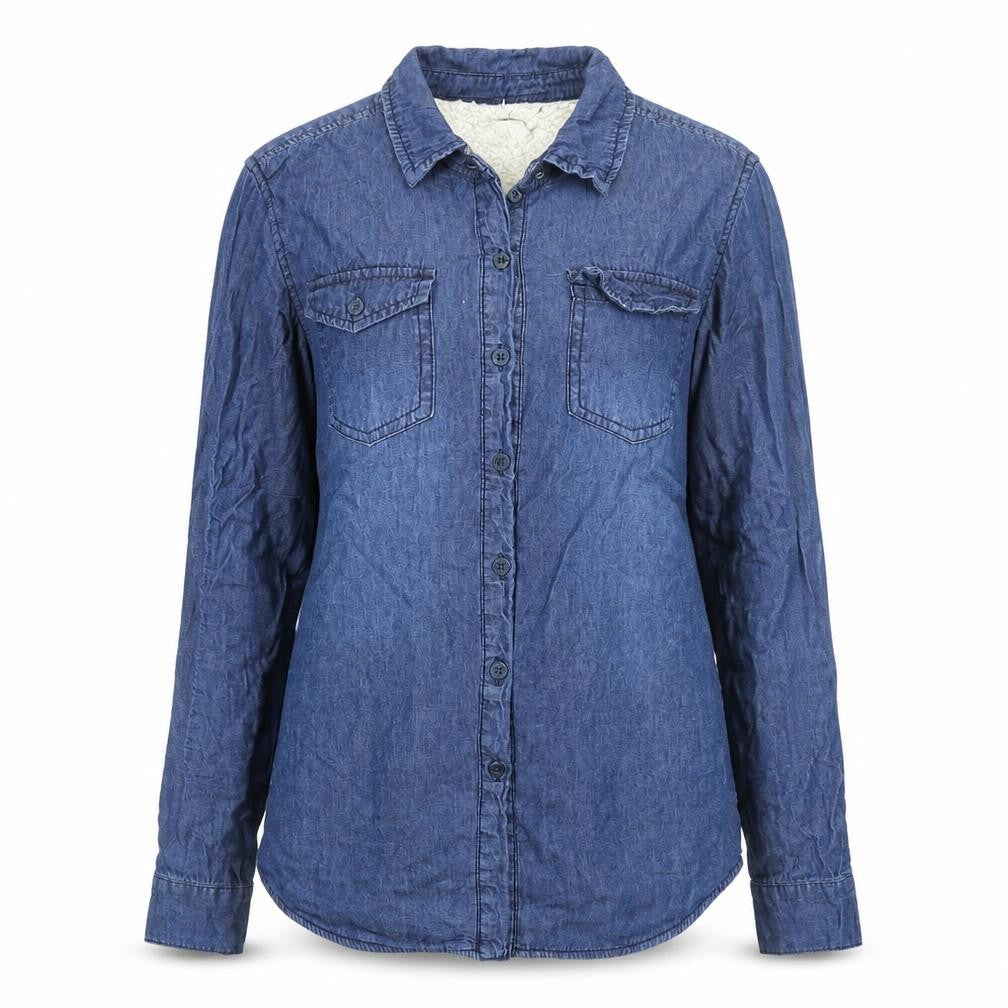 Ci Sono Women's Blue Denim Button-Up Long Sleeve Shirt M