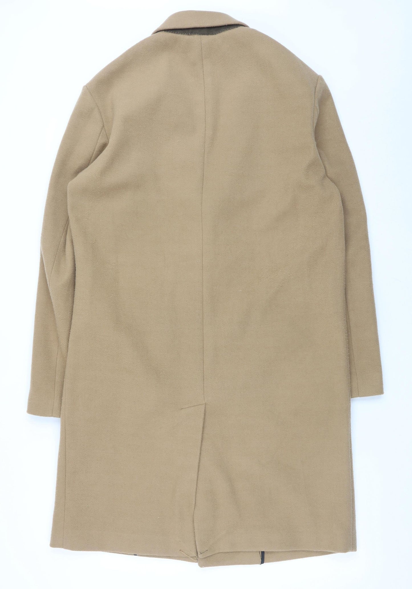 Zara Men’s Beige Wool Blend Long Overcoat Size S Classic Smart