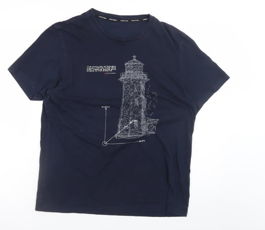 Peuterey Men's Blue Nautical Graphic Cotton T-Shirt Size L