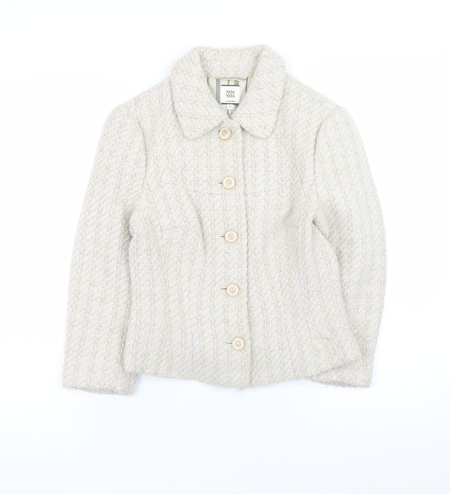 Noa Noa Women's Beige Tweed Button Blazer Jacket XS