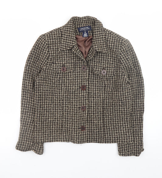 Jones New York Women's Brown Petite Check Tweed Blazer Size 8