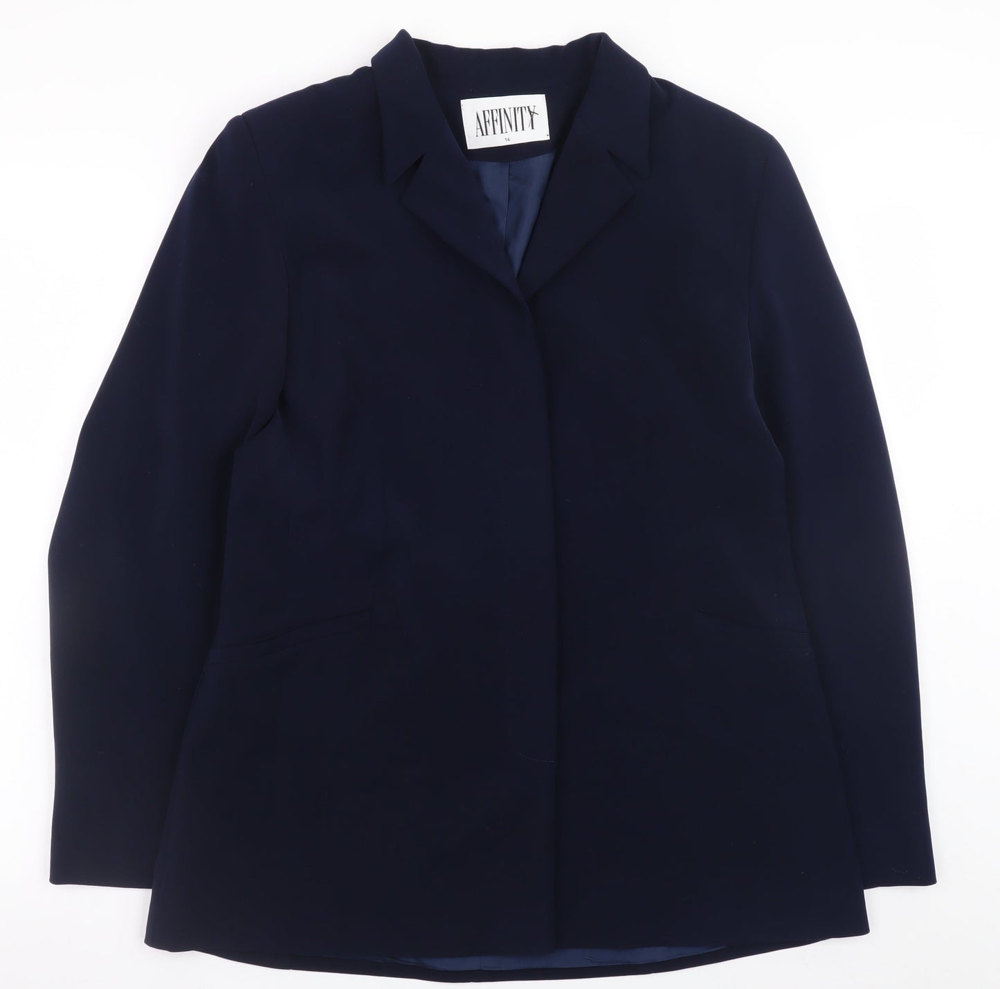 Affinity Women's Blue Size 14 Blazer Jacket - Classic Mid-Length