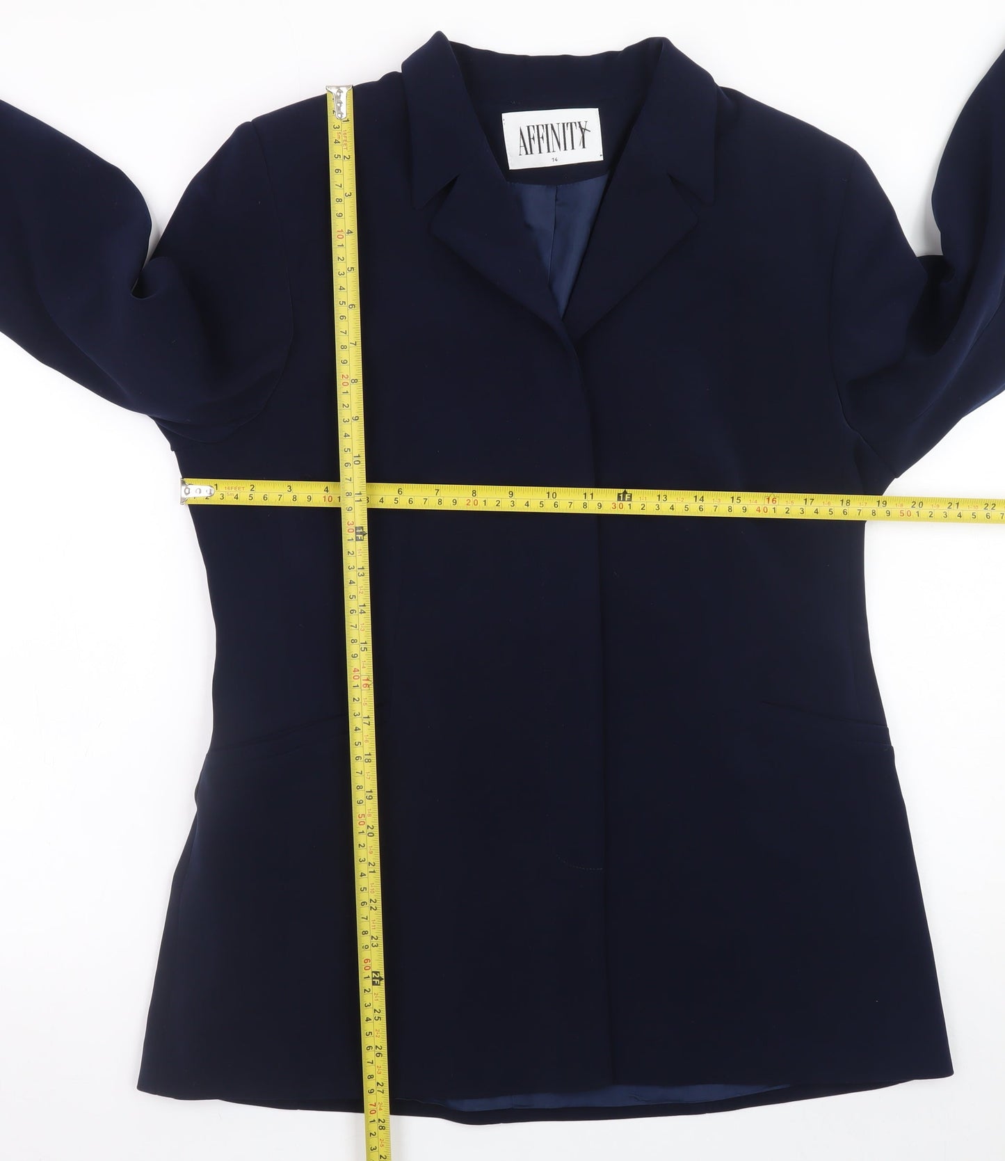 Affinity Women's Blue Size 14 Blazer Jacket - Classic Mid-Length